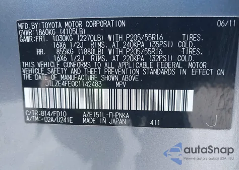 2012 Scion Xb from USA, damaged, VIN JTLZE4FE0C1142483